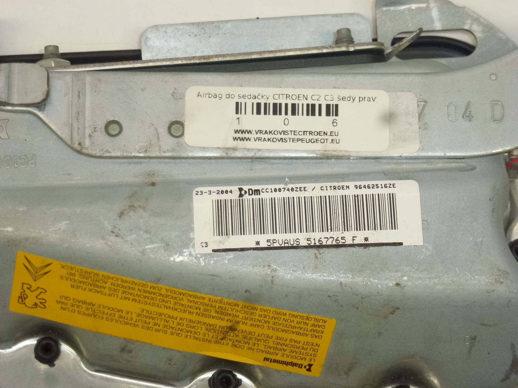 Luchtkussen voor stoel lichtgrijs rechts Citroën C2 C3 96462516ZE 8216AQ - Afbeelding 2