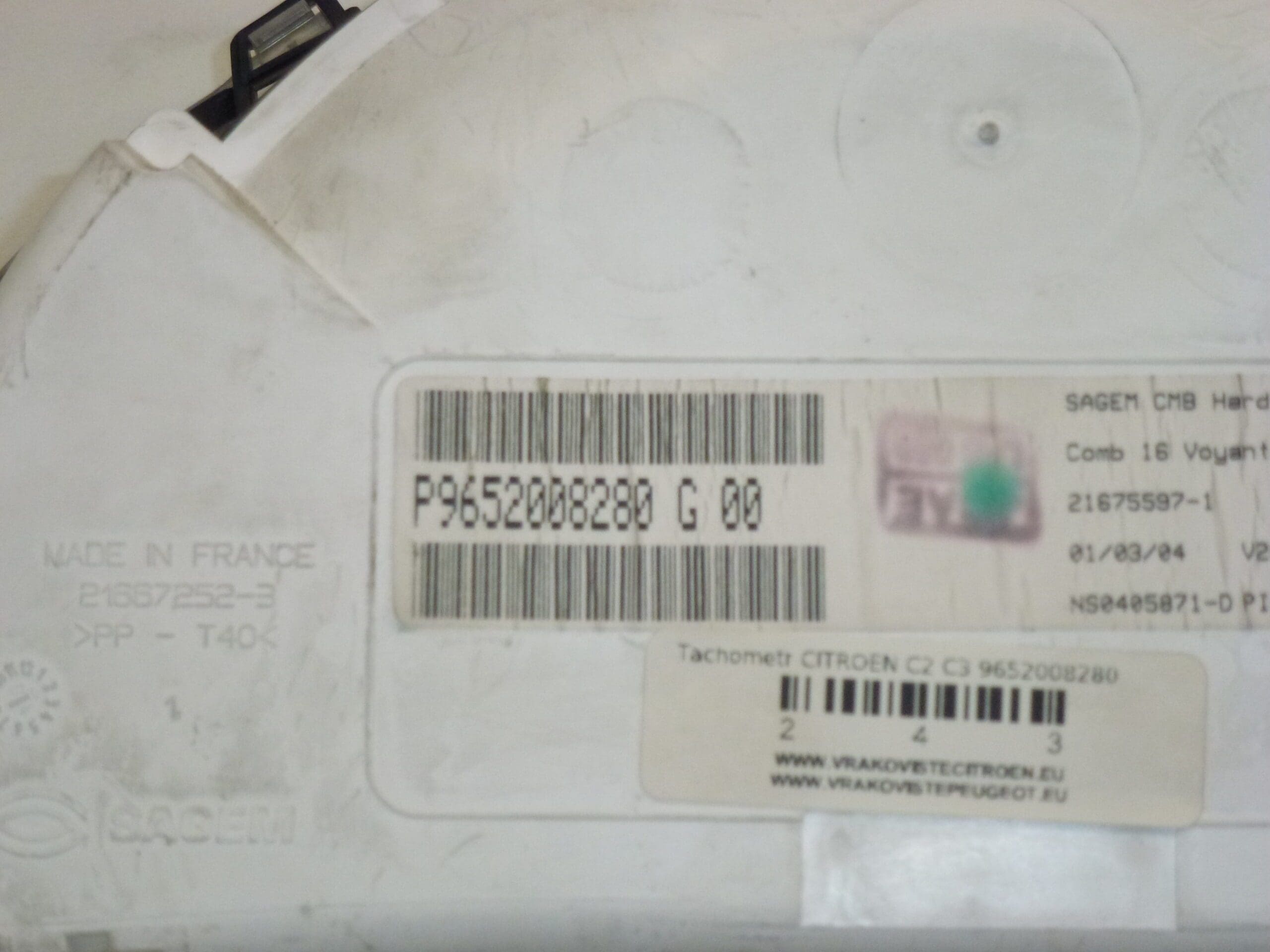 Snelheidsmeter Citroën C2 C3 9652008280