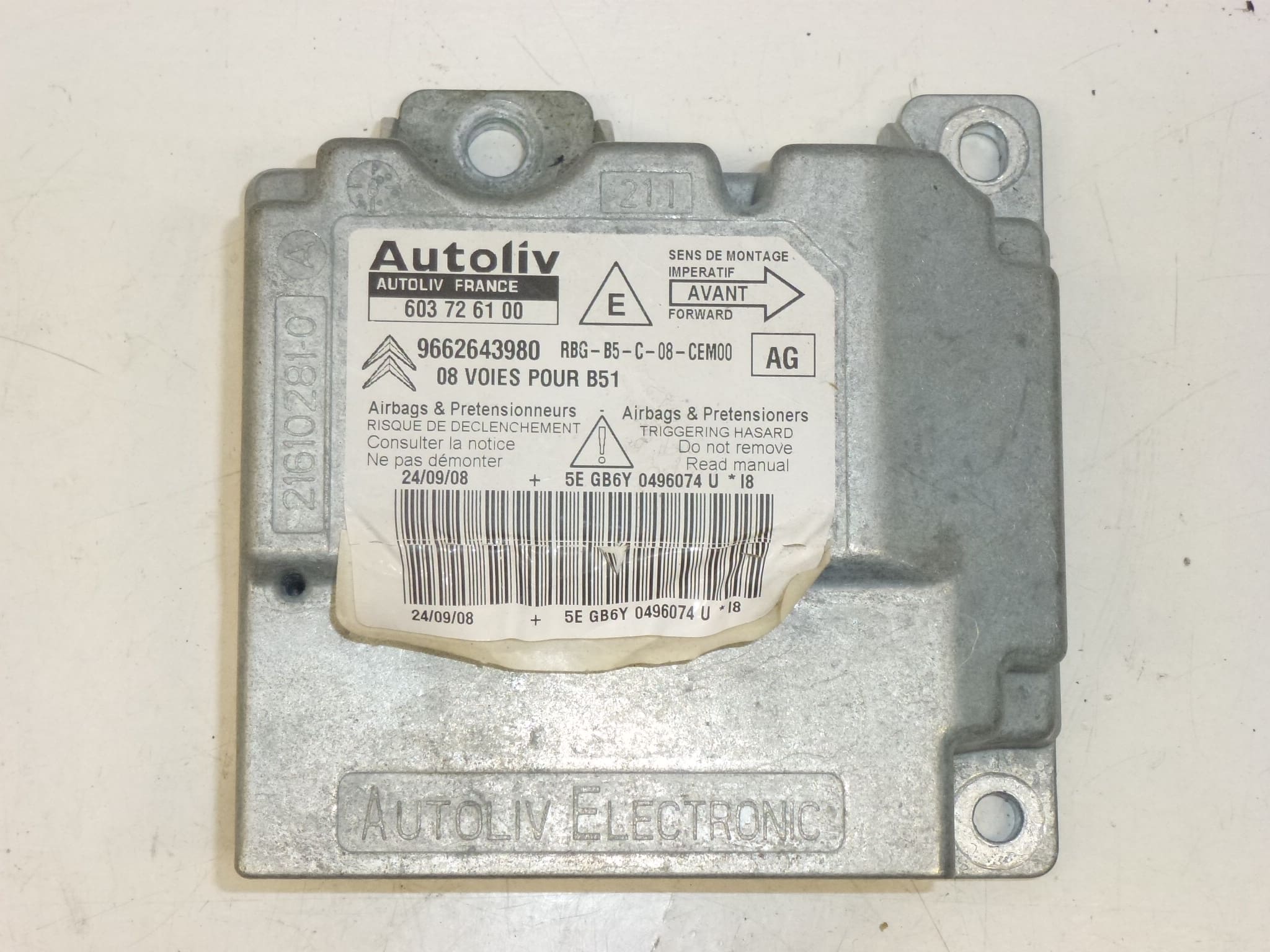 Citroën C4 airbageenheid 9662643980 603726100